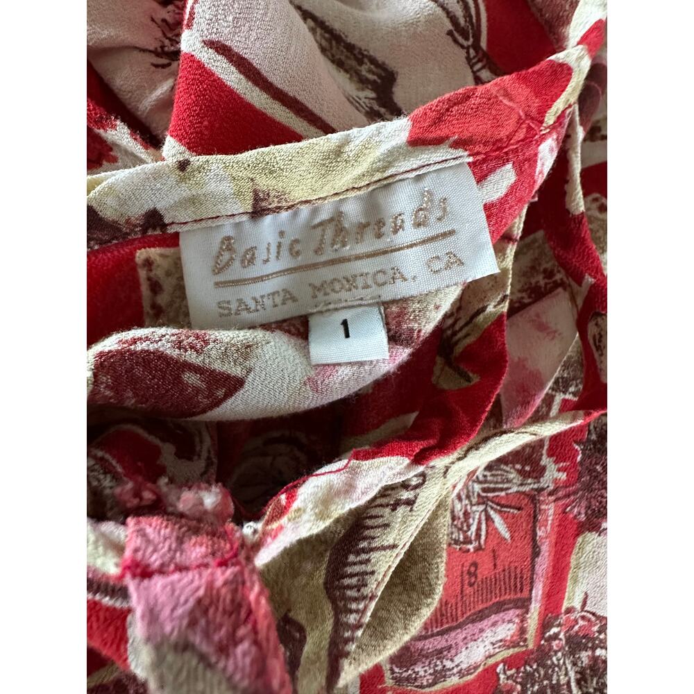 Vintage 90s Floral Dress Red White Size Small Pockets Cottage/gardencore - Picture 3 of 9